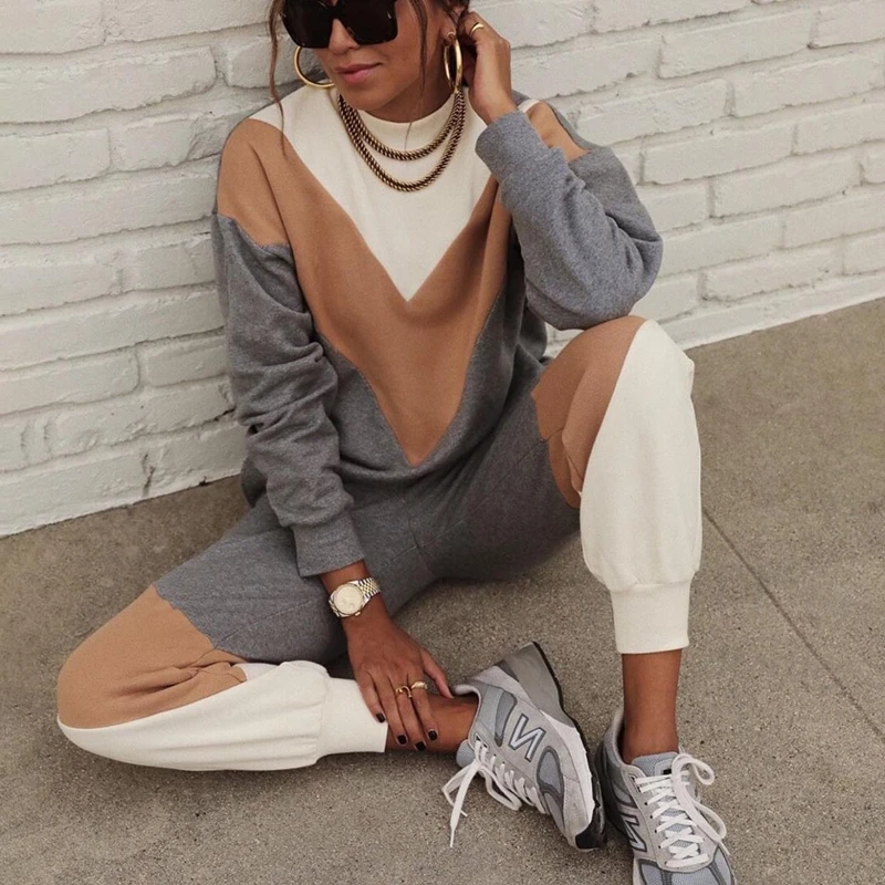 Fashion Patchwork Sweatpants And Sweatshirts For Women 2021 Autumn Winter Clothes O Neck Pullover Top Two Piece Pants Sets Sport
Fashion Patchwork Sweatpants And Sweatshirts For Women 2021 Autumn Winter Clothes O Neck Pullover Top Two Piece Pants Sets Sport