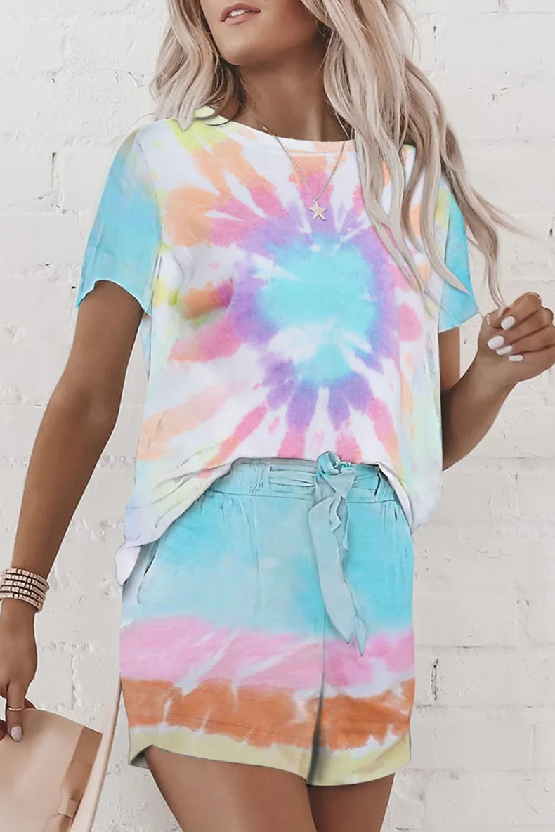 Summer New Pajamas Women Set Short Sleeve Tie-dye Printed T-shirt Shorts Sleepwear Nightwear Sets Home Apparel 2Pcs Set
Summer New Pajamas Women Set Short Sleeve Tie-dye Printed T-shirt Shorts Sleepwear Nightwear Sets Home Apparel 2Pcs Set
