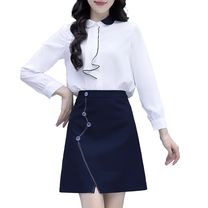Autumn Outfit Women White Blouse Top Suits 2020 New Fashion Clothing Skirts Two-Piece Set Sweet Office Lady Vestido 
Autumn Outfit Women White Blouse Top Suits 2020 New Fashion Clothing Skirts Two-Piece Set Sweet Office Lady Vestido