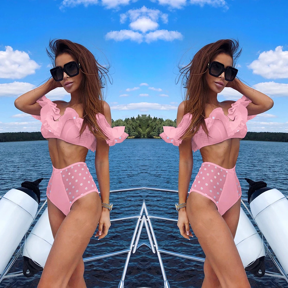 IMANFive Women Sexy Ruffles Bikini 2019 Hot Sale Biquini Off-Shoulder Dot Mesh Patchwork Perspective Swimwear Female Swimsuit
IMANFive Women Sexy Ruffles Bikini 2019 Hot Sale Biquini Off-Shoulder Dot Mesh Patchwork Perspective Swimwear Female Swimsuit