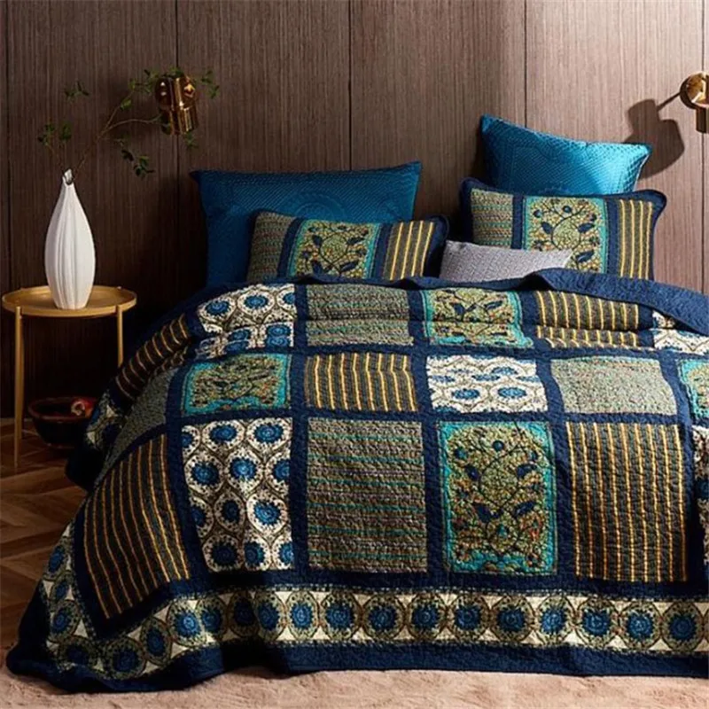 American pastoral pure cotton simple embroidery patchwork quilt full queen size bed cover bedspread thicken sheet YH
American pastoral pure cotton simple embroidery patchwork quilt full queen size bed cover bedspread thicken sheet YH