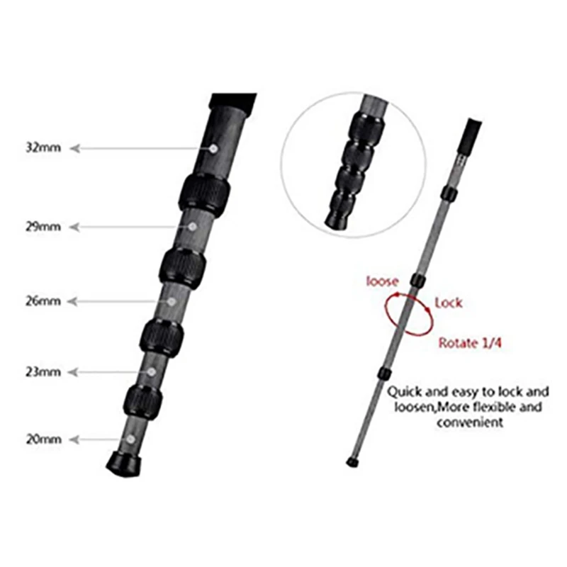 BEXIN Universal Flexible Lightweight Carbon Fiber 5 Sections Monopod Stand for Camera Tripod Ball Head
BEXIN Universal Flexible Lightweight Carbon Fiber 5 Sections Monopod Stand for Camera Tripod Ball Head