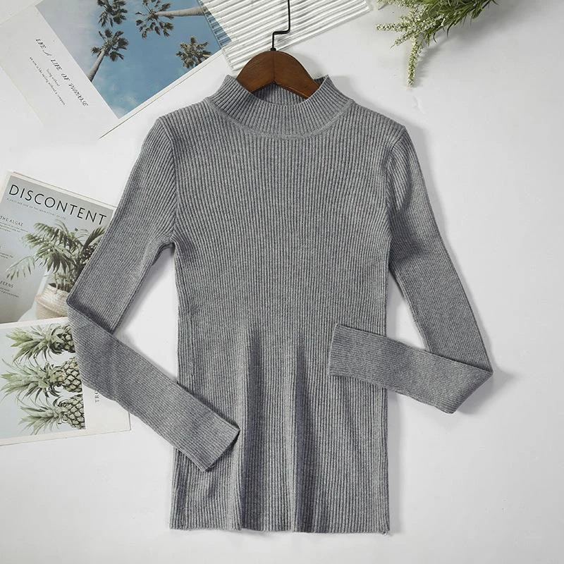 Women Sweater Knitted Fashion Pullovers Sweaters Ladies Pullover Turtleneck Knit Sweater Simple Bottoming Casual Tops Female
Women Sweater Knitted Fashion Pullovers Sweaters Ladies Pullover Turtleneck Knit Sweater Simple Bottoming Casual Tops Female