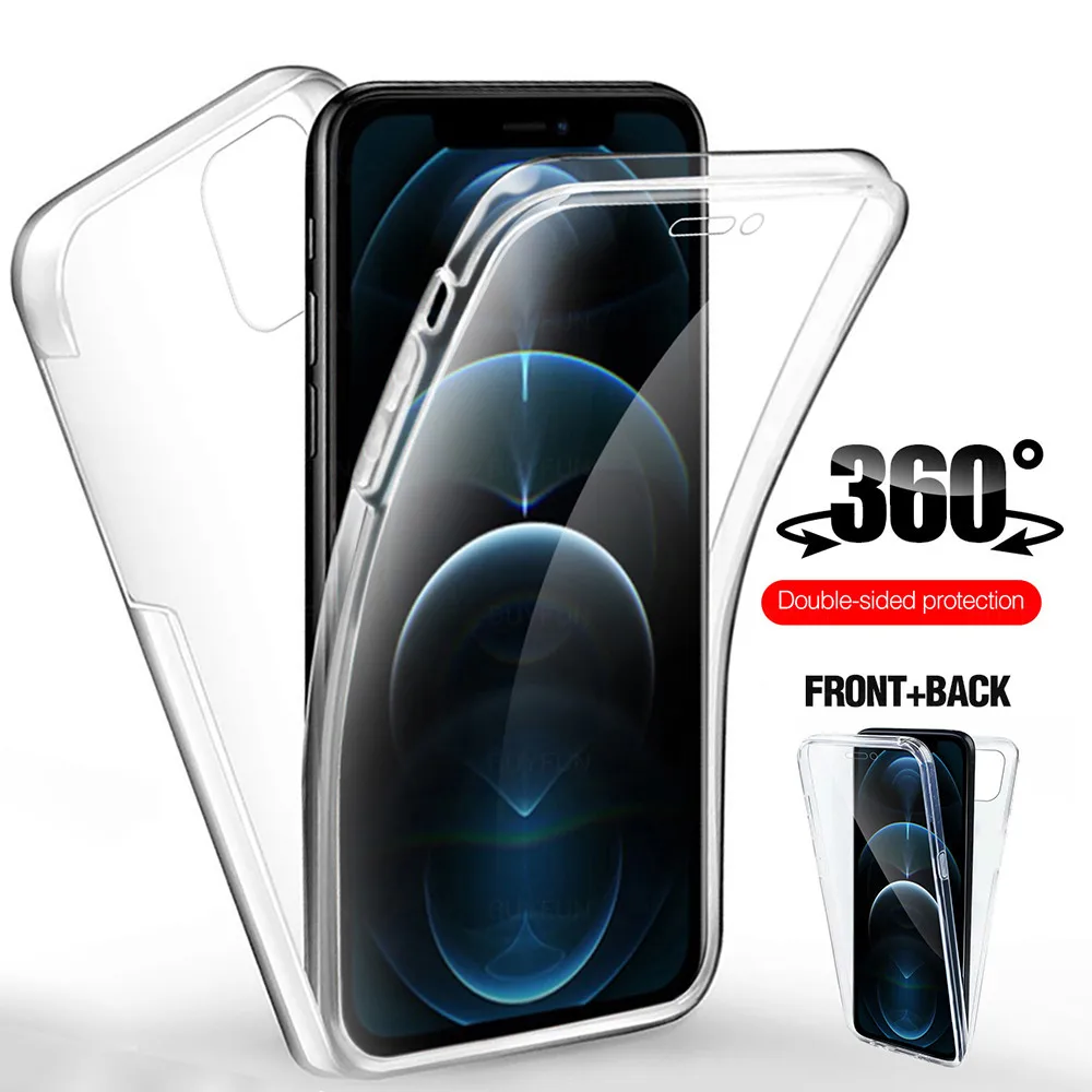 Чехол-накладка для iphone 12 Mini 11 Pro Max Aifon 6 6s 7 8 plus X XS XR 360 ° прозрачный противоударный |