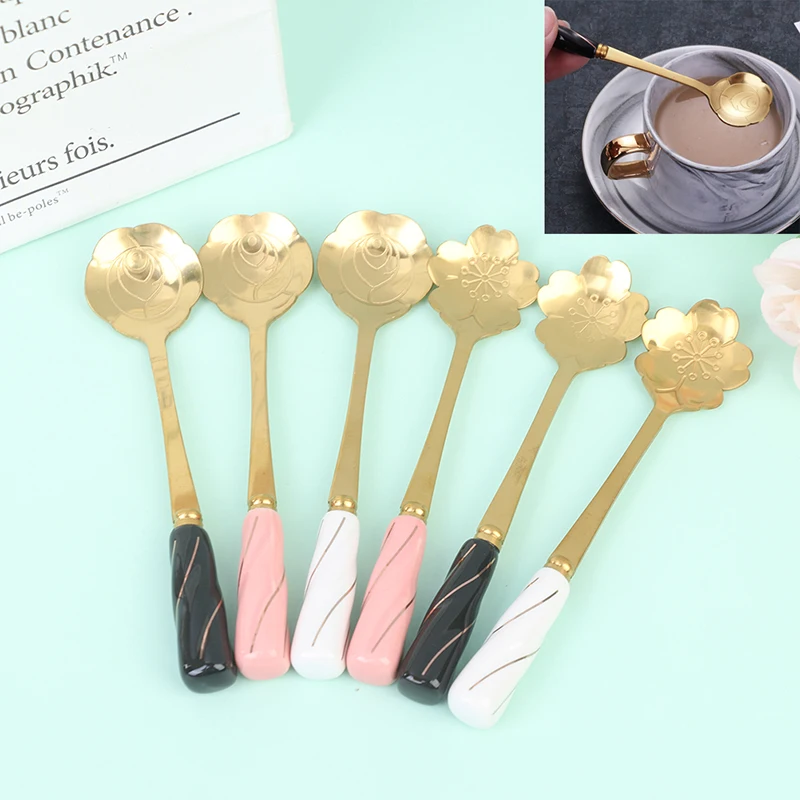 1pcs European Style Stainless Steel Flower Spoon Ceramic Handle Spoon Mixing Spoon Elegant Coffee Dessert Flower Spoon
1pcs European Style Stainless Steel Flower Spoon Ceramic Handle Spoon Mixing Spoon Elegant Coffee Dessert Flower Spoon