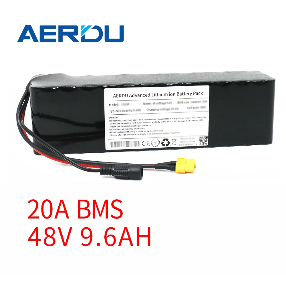 AERDU 48V 13S3P 9.6Ah комплект литий-ионный батарей для электровелосипеда 54,6 V с 20A разрядкой BMS
AERDU 48V 13S3P 9.6Ah комплект литий-ионный батарей для электровелосипеда 54,6 V с 20A разрядкой BMS