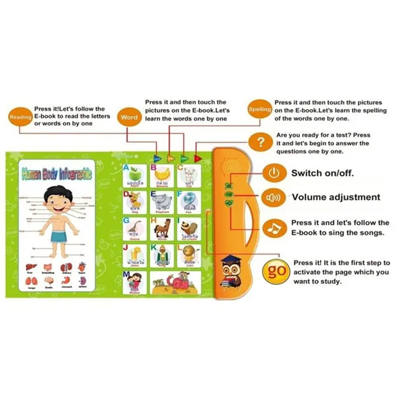 Thai / English Electronic Sound Book Educational Book Toy Kid Language Reading M
Thai / English Electronic Sound Book Educational Book Toy Kid Language Reading M