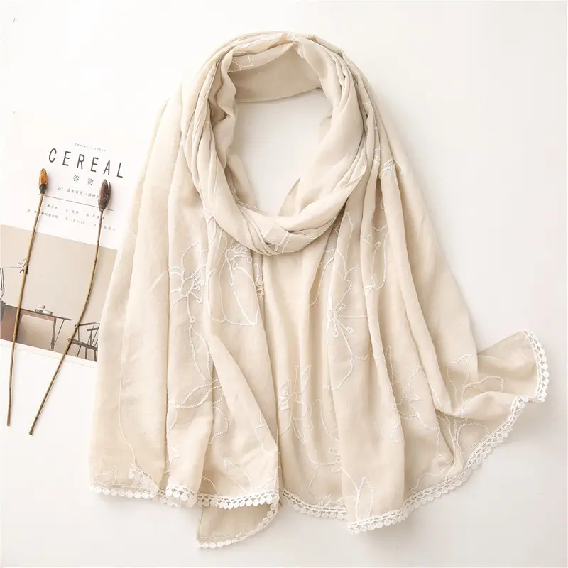 Plain Embroider Floral Cotton Scarves Women Autumn Fashion LACE Chain Scarves Neck Head Shawls And Wraps Lady Pashmina Bandanas 
Plain Embroider Floral Cotton Scarves Women Autumn Fashion LACE Chain Scarves Neck Head Shawls And Wraps Lady Pashmina Bandanas