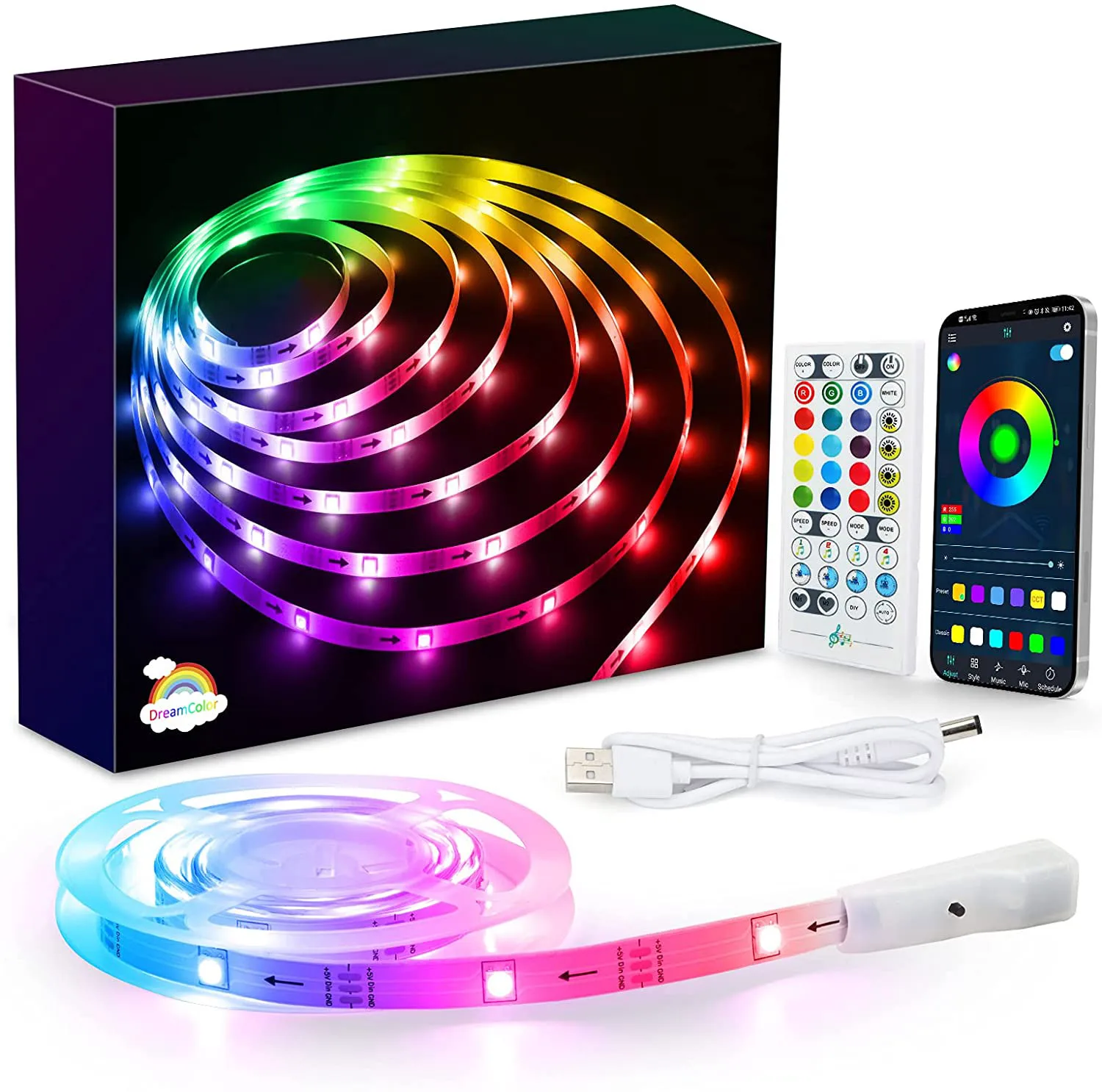 Dream Color LED TV Backlight with APP Control 2M 5M 5050 RGB IC Music Sync USB Led Strip Lights
Dream Color LED TV Backlight with APP Control 2M 5M 5050 RGB IC Music Sync USB Led Strip Lights