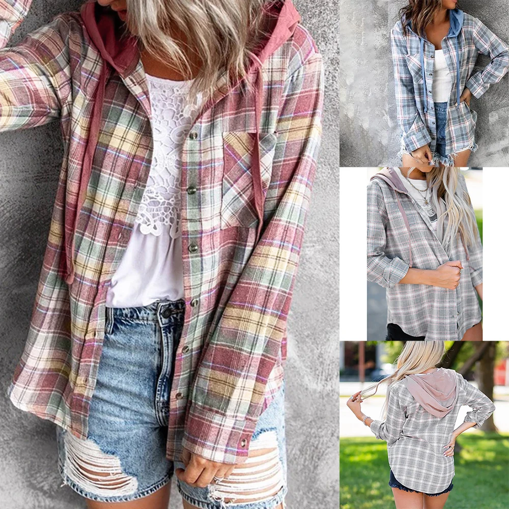 Female Hoodie Top Jacket Women Coat Tops Long Sleeve Hoodie Button Plaid Printed Autumn Spring Ladies Outwear Coat
Female Hoodie Top Jacket Women Coat Tops Long Sleeve Hoodie Button Plaid Printed Autumn Spring Ladies Outwear Coat