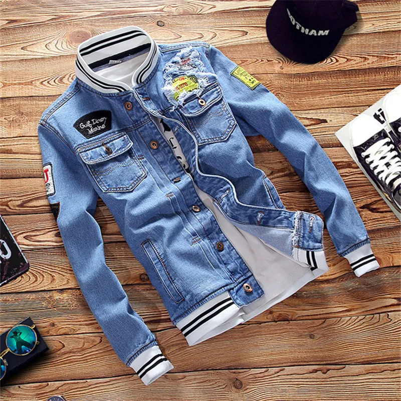 2019 новая весенне-осенняя куртка-пилот джинсовая мужская повседневная модная