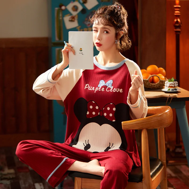 Pajamas Women's Spring And Autumn Knitting Cotton Korean Cute Cartoon Long Sleeve Trousers Leisure Home Suit pajama sets
Pajamas Women's Spring And Autumn Knitting Cotton Korean Cute Cartoon Long Sleeve Trousers Leisure Home Suit pajama sets