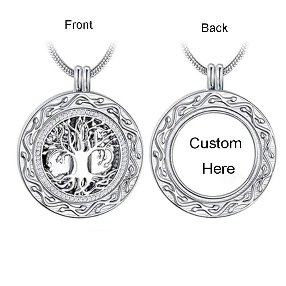Custom Cremation ювелирные изделия Древо жизни из нержавеющей стали круглый урн кулон