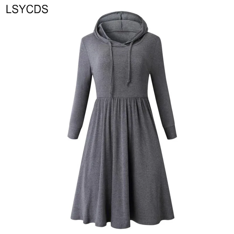 LSYCDS Hooded Drawstring Women Dresses Autumn Winter Long Sleeve Fit and Flare Gray/Wine Red/Green Solid Casual Lady Dress
LSYCDS Hooded Drawstring Women Dresses Autumn Winter Long Sleeve Fit and Flare Gray/Wine Red/Green Solid Casual Lady Dress