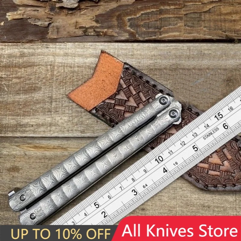 Butterfly Knife Trainer Bushings Channel Titanium Handle VG10 Damascus Blade Hunting Camping EDC Pocket Tactical Knife Gift
Butterfly Knife Trainer Bushings Channel Titanium Handle VG10 Damascus Blade Hunting Camping EDC Pocket Tactical Knife Gift
