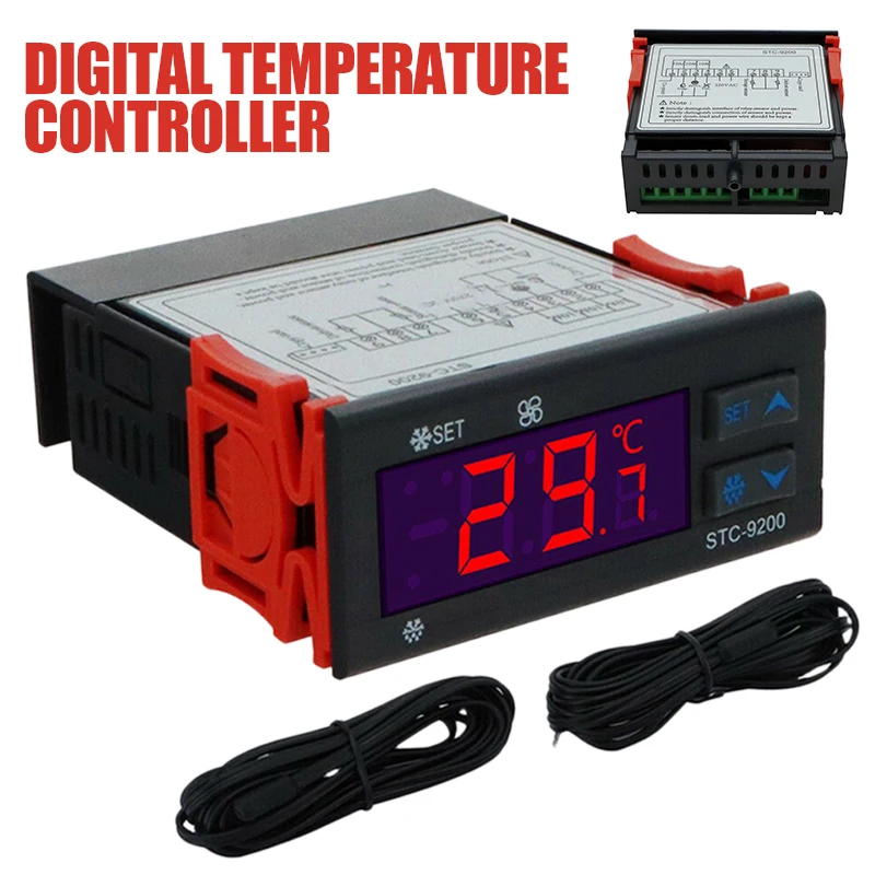 220V Digital Temperature Controller STC-9200 Included Defrosting Two Sensors Heating Cooling Thermoregulator
220V Digital Temperature Controller STC-9200 Included Defrosting Two Sensors Heating Cooling Thermoregulator