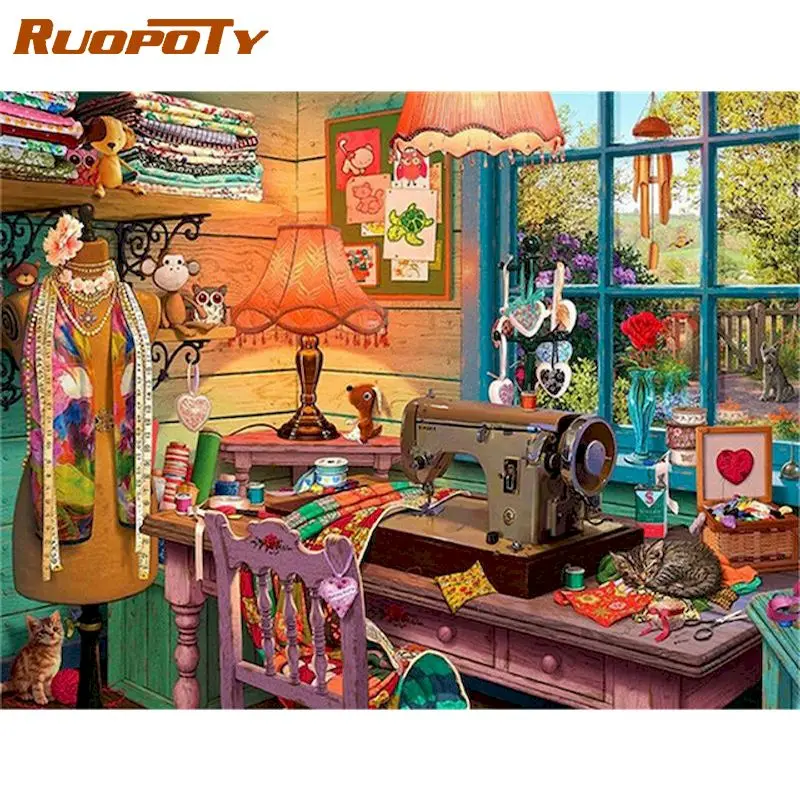 RUOPOTY Painting By Numbers 40x50cm Frame Sewing Machine Scenery Oil Paint HanPainted Drawing On Canvas Modern Home Artwork
RUOPOTY Painting By Numbers 40x50cm Frame Sewing Machine Scenery Oil Paint HanPainted Drawing On Canvas Modern Home Artwork