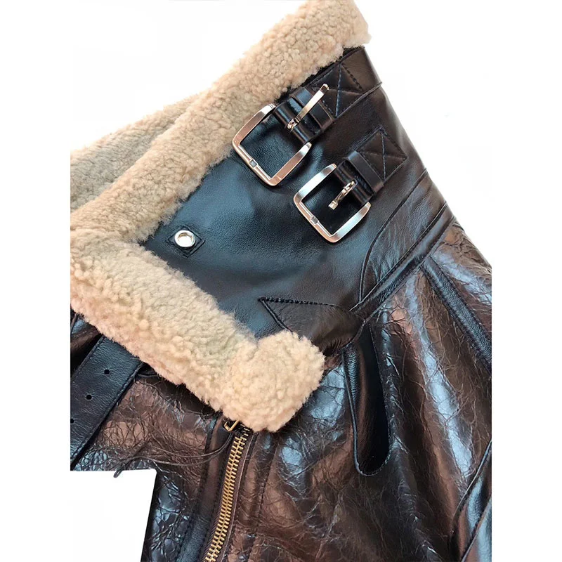 Women 2020 Sheep Fur Lining Jackets Real Sheep Leather Shearling Coats Lady Long Sleeve Zipped Outerwear Winter Warm Overcoat
Women 2020 Sheep Fur Lining Jackets Real Sheep Leather Shearling Coats Lady Long Sleeve Zipped Outerwear Winter Warm Overcoat