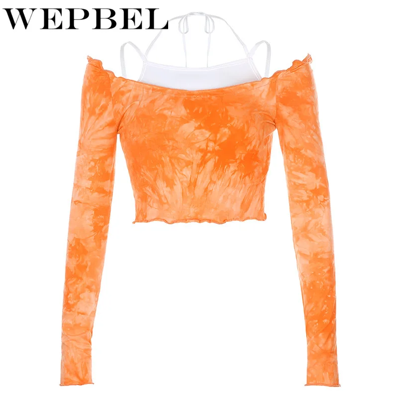 WEPBEL Women Sexy Autumn Long Sleeve Off Shoulder Tie Dye Print Shirt Crop Top + Bottoming Shirt Ladies Two Piece Set
WEPBEL Women Sexy Autumn Long Sleeve Off Shoulder Tie Dye Print Shirt Crop Top + Bottoming Shirt Ladies Two Piece Set