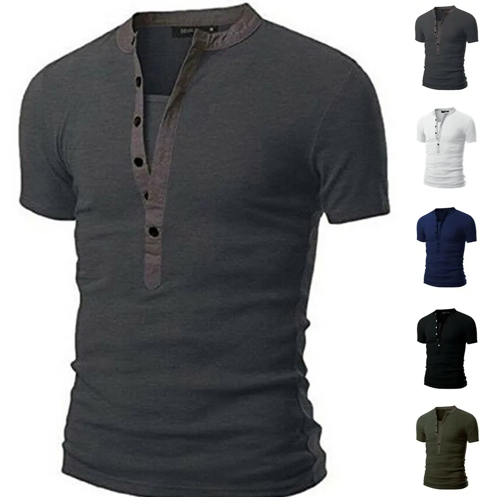 Mens Slim Button Tees Tops Short Sleeve Casual Tunic T-Shirt Sport Muscle Cotton Linen Casual Loose Shirts Summer Tops For Men
Mens Slim Button Tees Tops Short Sleeve Casual Tunic T-Shirt Sport Muscle Cotton Linen Casual Loose Shirts Summer Tops For Men