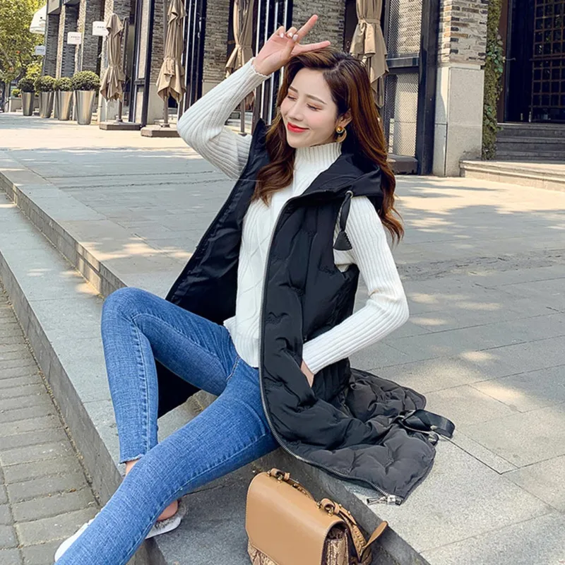 Vest Women Coat 2021 Autumn Winter Mid-length Hooded Casual Solid Outerwear Fashion Female Warm Waistcoat Jacket Chaleco Mujer
Vest Women Coat 2021 Autumn Winter Mid-length Hooded Casual Solid Outerwear Fashion Female Warm Waistcoat Jacket Chaleco Mujer