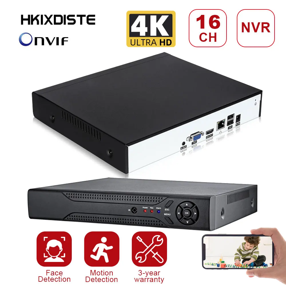 Сетевой цифровой видеорегистратор HKIXDISTE H265/H264 16CH * 4K NVR, 1 SATA кабель, обнаружение движения, лица, P2P CMS XMEYE
Сетевой цифровой видеорегистратор HKIXDISTE H265/H264 16CH * 4K NVR, 1 SATA кабель, обнаружение движения, лица, P2P CMS XMEYE