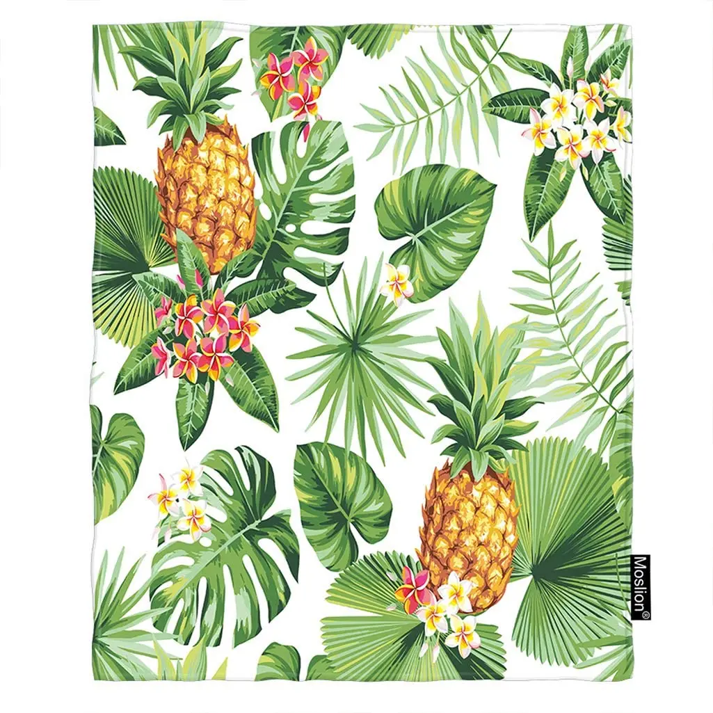 Hawaiian Pineapples Tropical Palm Leaves Flowers in Jungle Blanket Home Decorative Flannel Warm Travel Blankets for Couch Bed
Hawaiian Pineapples Tropical Palm Leaves Flowers in Jungle Blanket Home Decorative Flannel Warm Travel Blankets for Couch Bed