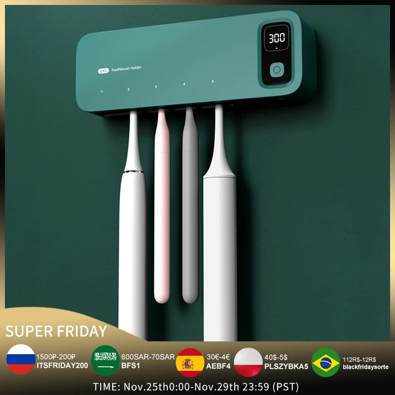 Household UV Toothbrush Sterilizer Rechargeable Drying Wall-mounted Tooth Brush Holder with LED Display Bathroom Accessories
Household UV Toothbrush Sterilizer Rechargeable Drying Wall-mounted Tooth Brush Holder with LED Display Bathroom Accessories
