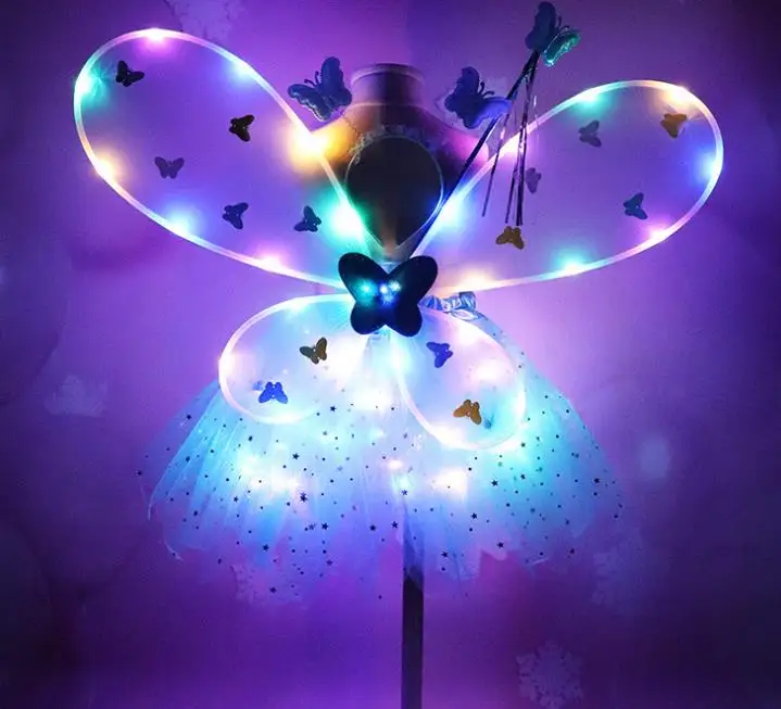 Girl LED Butterfly Wings Set withTutu Skirt Fairy Wand Headband Fairy Princess Light Up Party Carnival Costume props 2-8T
Girl LED Butterfly Wings Set withTutu Skirt Fairy Wand Headband Fairy Princess Light Up Party Carnival Costume props 2-8T