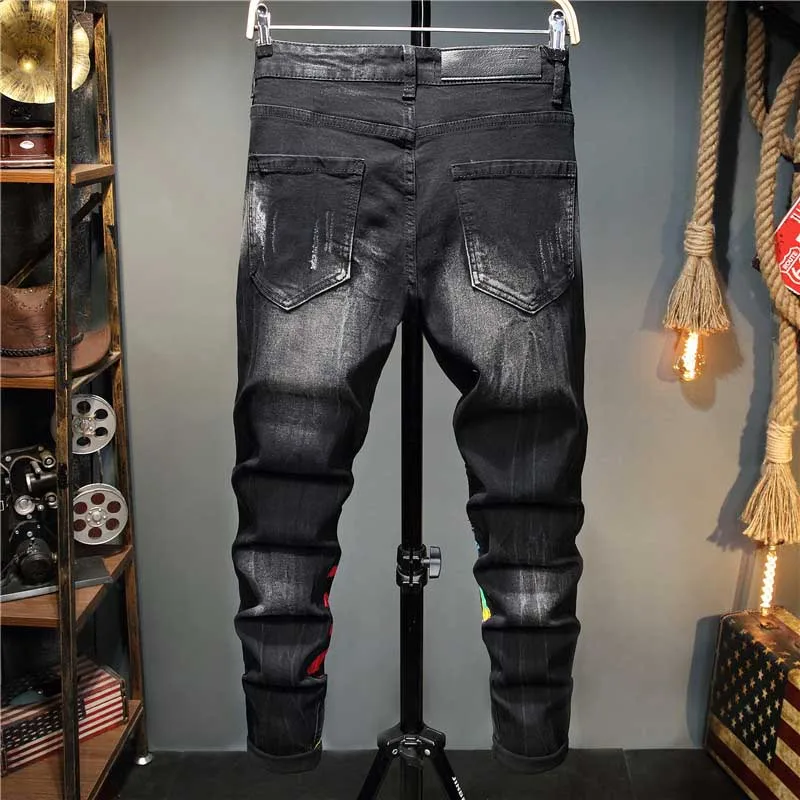 Mcikkny Men's Ripped Black Jeans Pants Washed Pattern Printed Denim Trousers Male Hip Hop Streetwear
Mcikkny Men's Ripped Black Jeans Pants Washed Pattern Printed Denim Trousers Male Hip Hop Streetwear