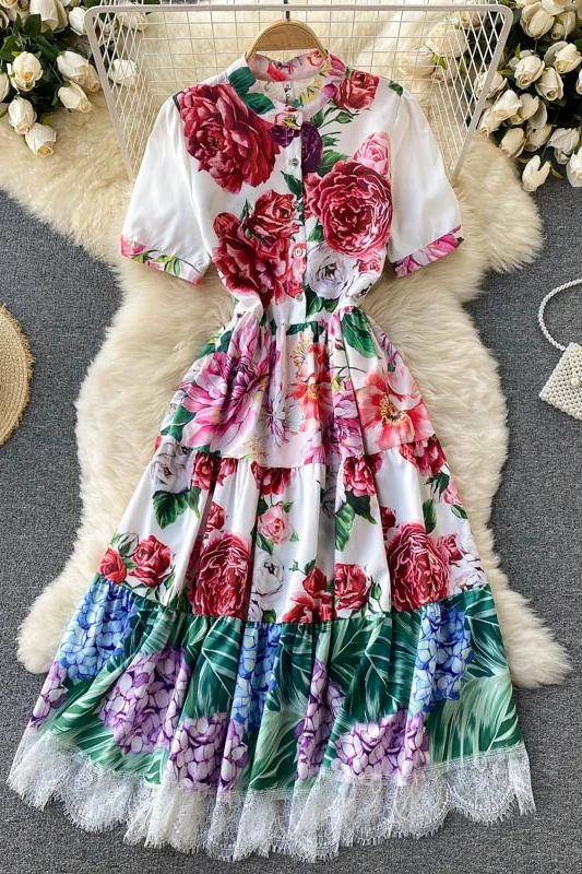 Guochao retro elegant print dress skirt summer 2021 new goddess Fan Xinji lace dress women
Guochao retro elegant print dress skirt summer 2021 new goddess Fan Xinji lace dress women
