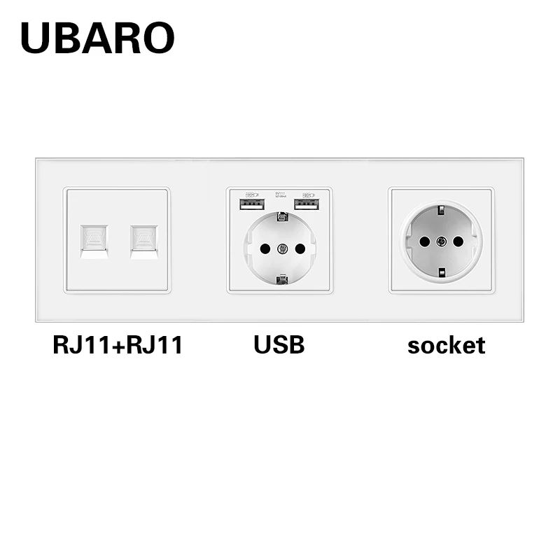 UBARO EU Russia RJ45 RJ11 TV HDMI Wall Socket With Black Tempered Glass Frame USB 5V 2A Power Plugs Home Outlet DIY Combination
UBARO EU Russia RJ45 RJ11 TV HDMI Wall Socket With Black Tempered Glass Frame USB 5V 2A Power Plugs Home Outlet DIY Combination