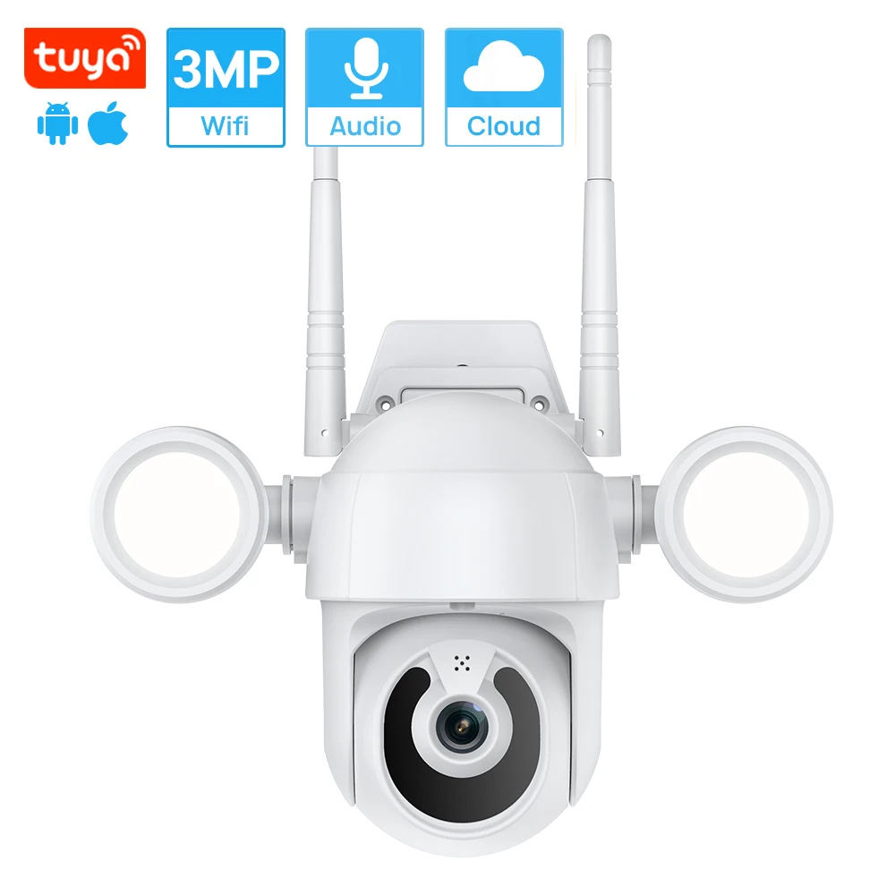 3MP Tuya Floodlight Wifi Camera Waterproof Outdoor PTZ Camera Auto Tracking Human Detection Colorful Nightvision Tuya Smart Life
3MP Tuya Floodlight Wifi Camera Waterproof Outdoor PTZ Camera Auto Tracking Human Detection Colorful Nightvision Tuya Smart Life