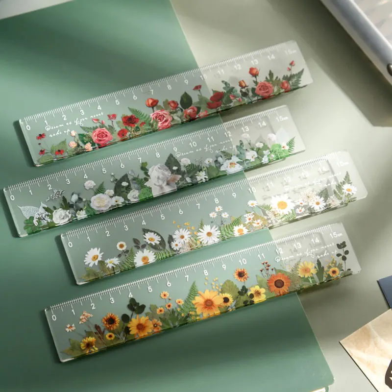 1pc 15cm Multifunction Acrylic Rulers Daisy rose Floral Pattern DIY Double-duty Ruler School Office Supplies Simple Drawing Tool 
1pc 15cm Multifunction Acrylic Rulers Daisy rose Floral Pattern DIY Double-duty Ruler School Office Supplies Simple Drawing Tool