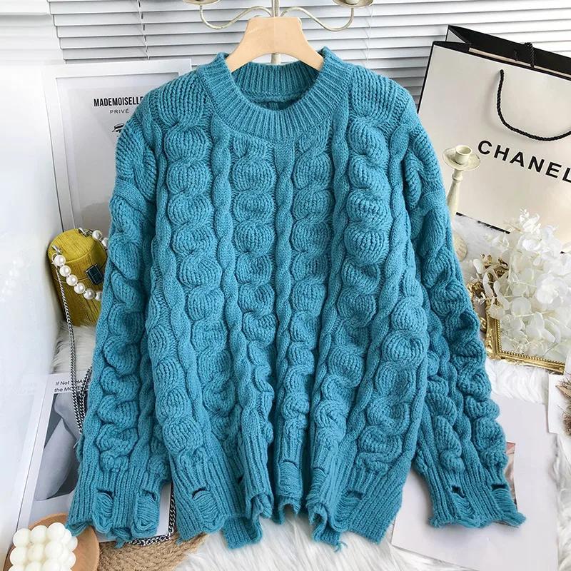 2022 New Autumn Winter Fashion Temperament Twist Sweater Women Loose Outer Wear Ripped Round Neck Sweater KK1433
2022 New Autumn Winter Fashion Temperament Twist Sweater Women Loose Outer Wear Ripped Round Neck Sweater KK1433
