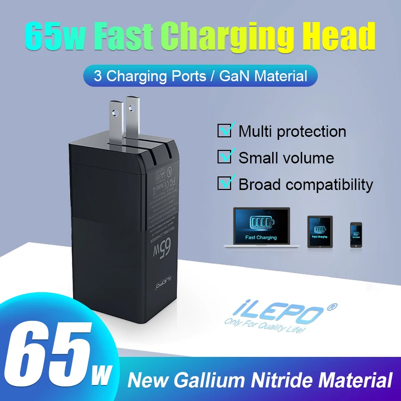 65W GaN Charger Quick Charge PD3.0 Type C USB charger Portable Fast Charger for Laptops Macbook Pro iphone Samsung
65W GaN Charger Quick Charge PD3.0 Type C USB charger Portable Fast Charger for Laptops Macbook Pro iphone Samsung