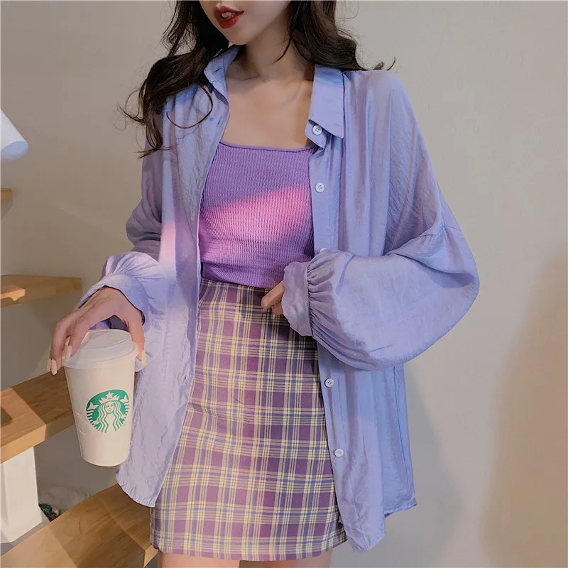 Long Lantern Sleeve Oversize White Shirt Button Casual Vintage Plus Size tops Summer Sun Protection Women Korean Clothing
Long Lantern Sleeve Oversize White Shirt Button Casual Vintage Plus Size tops Summer Sun Protection Women Korean Clothing