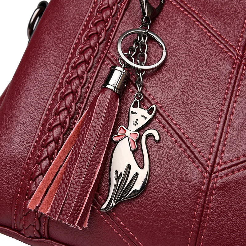 Women Handbag Genuine Leather Tote Bags Tassel Luxury Shoulder Ladies Handbags New Fashion 2020 | Багаж и сумки
