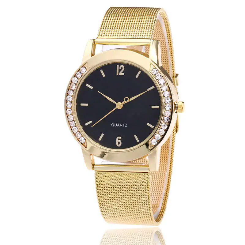 Модные женские кварцевые часы марки VANVAR с золотой сеткой из нержавеющей стали в
