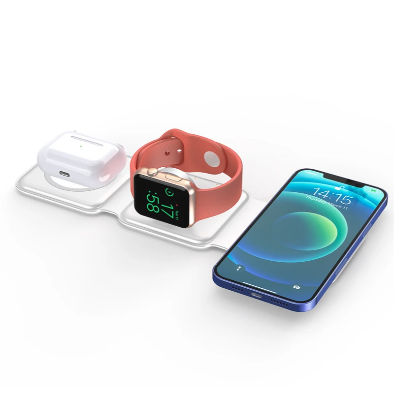 Three-in-one 15W Magnetic Wireless Charger For iphone12 Promax Two-way Charging Watch Headset Mobile Phone Charger Folding Stand
Three-in-one 15W Magnetic Wireless Charger For iphone12 Promax Two-way Charging Watch Headset Mobile Phone Charger Folding Stand