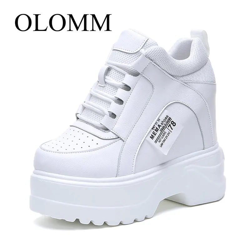 Фото Женские кроссовки на платформе OLOMM Повседневные Дышащие туфли танкетке 12 см