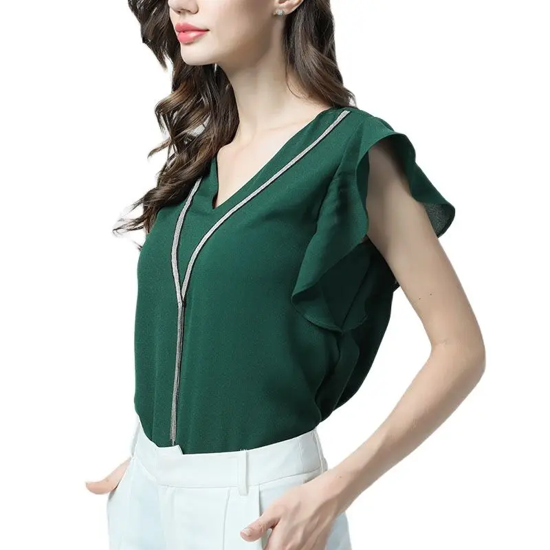 Chiffon Top Black Short Sleeve Clothes Plus Size Tops Flying Sleeve V-neck Tassels Elegant 2021 Summer Fashion Women Top
Chiffon Top Black Short Sleeve Clothes Plus Size Tops Flying Sleeve V-neck Tassels Elegant 2021 Summer Fashion Women Top
