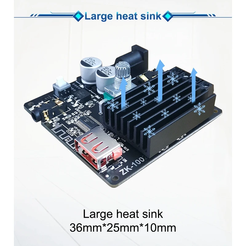 ZK1002M Bluetooth 5.0 AUX USB Audio Input Output Amplifier Audio Amplifier Module 100Wx2
ZK1002M Bluetooth 5.0 AUX USB Audio Input Output Amplifier Audio Amplifier Module 100Wx2