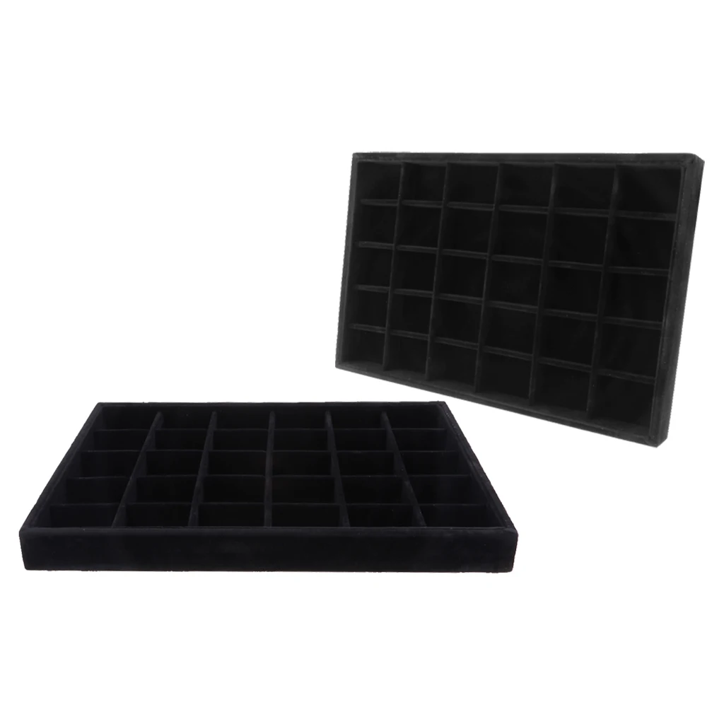 2Pcs 30 Compartments Velvet Bracelet Bangle Watch Jewelry Display Tray Holder for Personal Use, Shop Display, Black
2Pcs 30 Compartments Velvet Bracelet Bangle Watch Jewelry Display Tray Holder for Personal Use, Shop Display, Black
