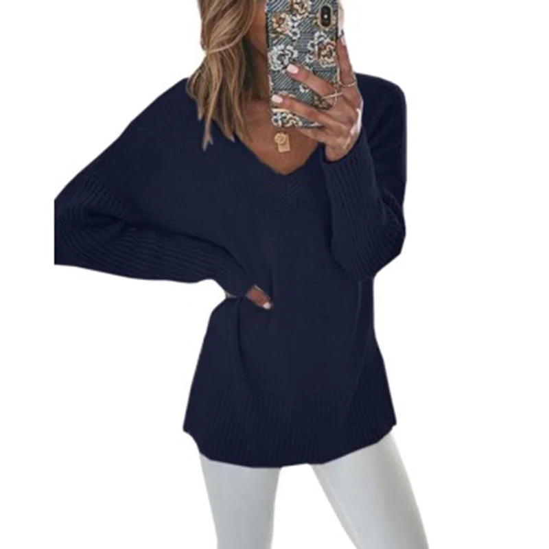 New Winter Women's Warm V-Neck Pullover Solid Sweaters for Female Korean Sweaters Knitted Highstreet Sweater Hiver Femme Lazy 
New Winter Women's Warm V-Neck Pullover Solid Sweaters for Female Korean Sweaters Knitted Highstreet Sweater Hiver Femme Lazy