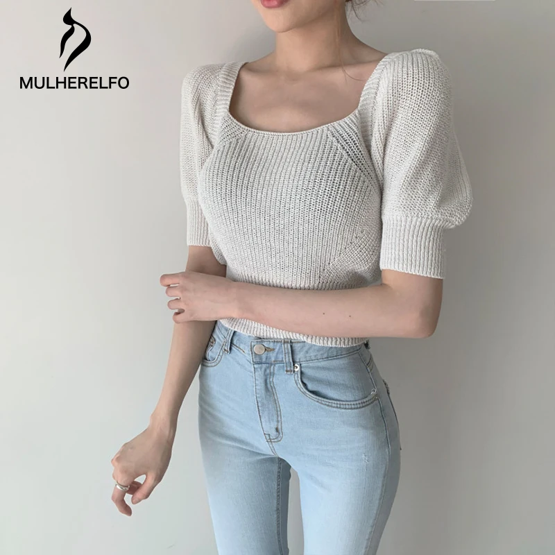 Backless Lace-Up Women Korean Knitting Tops Square Collar Lantern Sleeve Hollow Slim Tee-Shirt Harajuku Elegant Female T-Shirts
Backless Lace-Up Women Korean Knitting Tops Square Collar Lantern Sleeve Hollow Slim Tee-Shirt Harajuku Elegant Female T-Shirts