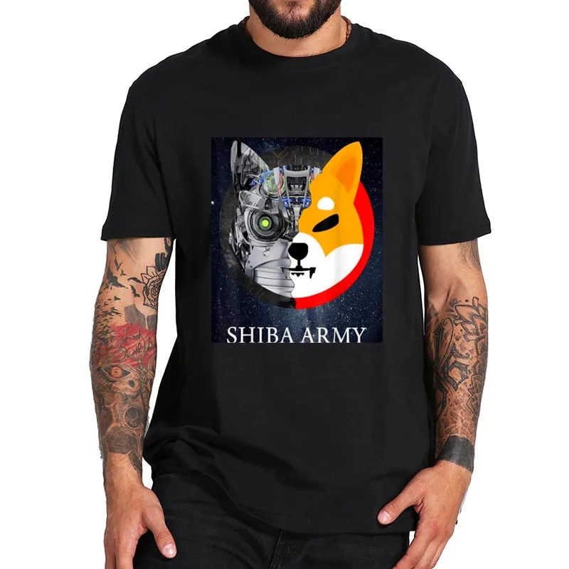 

Shiba Army T Shirt Shibu Inu Crypto Currency Meme T-Shirt Summer EU Size High Qualirty Crewneck Soft Basic Tops Tee