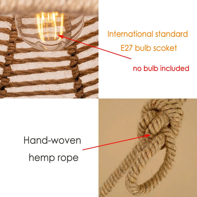 Hemp Rope Pendant Light Vintage Loft Industrial Hanging Lamp for dining room Kitchen Home Light Fixtures Decor Luminaire
Hemp Rope Pendant Light Vintage Loft Industrial Hanging Lamp for dining room Kitchen Home Light Fixtures Decor Luminaire