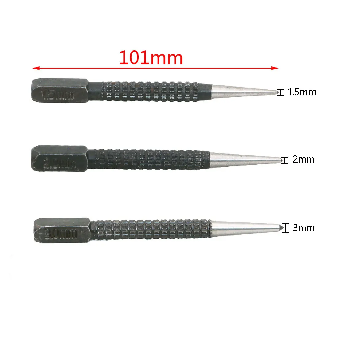 3PCS High carbon Steel Center Punch Non-Slip Center Pin Punch Set For Alloy Steel Metal Wood Drilling Tool Steel Metals Wood
3PCS High carbon Steel Center Punch Non-Slip Center Pin Punch Set For Alloy Steel Metal Wood Drilling Tool Steel Metals Wood