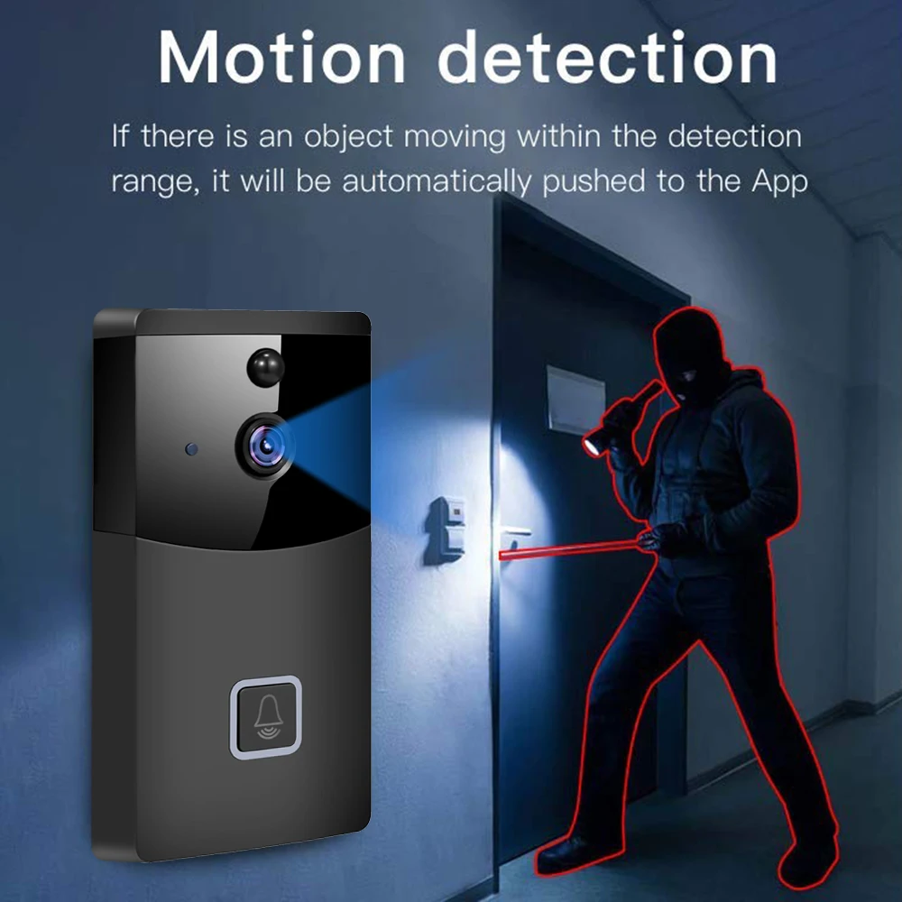 Smart Wireless 2.4G WiFi Doorbell Security Camera with Two-way Audio PIR Motion Detection IR Night vision Real-time Monitoring
Smart Wireless 2.4G WiFi Doorbell Security Camera with Two-way Audio PIR Motion Detection IR Night vision Real-time Monitoring